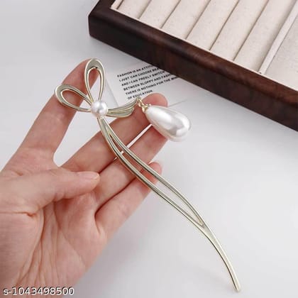 Elegant Bow Pearl Hair Bun Stick for Women Elegant Bow Pearl Hair Bun Stick for Women