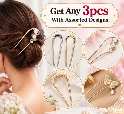 Pack Of 3 Women’s Pearl & Crystal Hair Pins Pack Of 3 Women’s Pearl & Crystal Hair Pins
