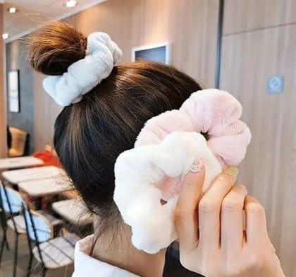 Set of 3 Soft Plush Velvet Hair Scrunchies 