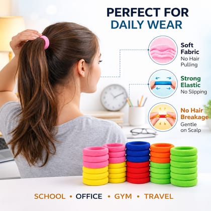 Pack of 30 Multicolor Soft Elastic Hair Bands Pack of 30 Multicolor Soft Elastic Hair Bands