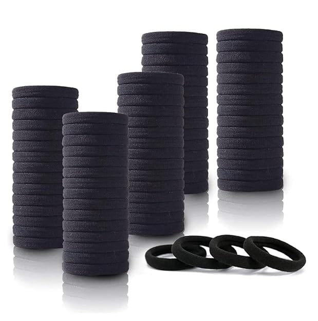 Elastic Ponytail Holders Hair Ties Black Rubber Band